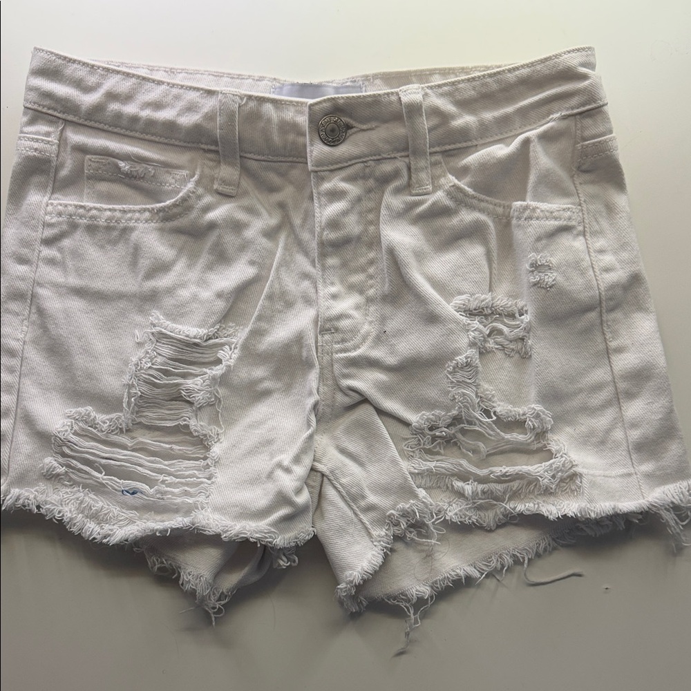 White Distressed Women Shorts